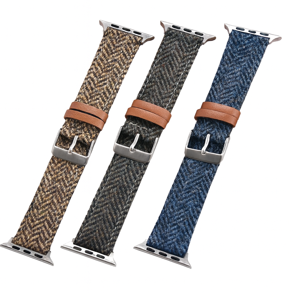 Bracelet Vintage en Laine et  Cuir pour Apple Watch